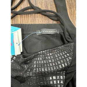NWT Symphony Black Ruched Halter Bodycon Dress Snake Textured‎ Panel Size M thumbnail 5