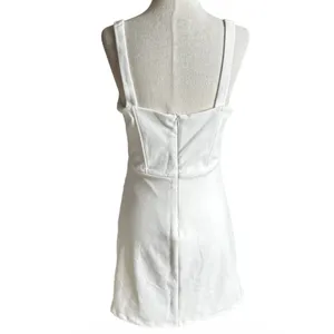Zara White Corset Ruched Mini Dress Sweetheart Neckline Sleeveless Large | 61-45 thumbnail 3