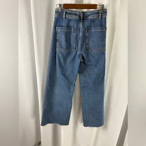 ZARA Wide Leg Raw‎ Hem Ultra high rise Denim Jeans size 6 EUC thumbnail 4