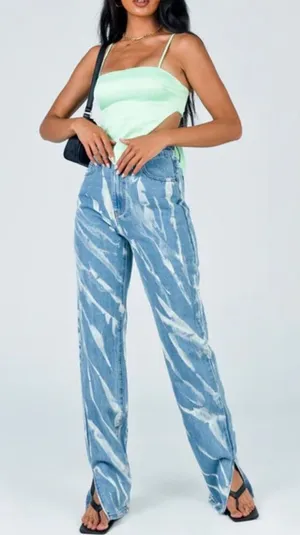 Lioness Alabama Split Hem Straight Leg Tie Dye Jeans Women’s XS thumbnail 1