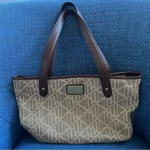 Ralph Lauren Vintage Signature Khaki Brown Medium Satchel Tote Handbag thumbnail 2