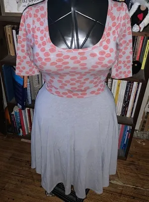 Lularoe red & gray polka dot Nicole skater fit & flare XXS dress thumbnail 1