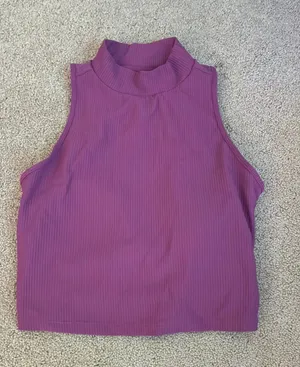 MTA Sport Purple Ribbed Tank with Built-in Bra thumbnail 1