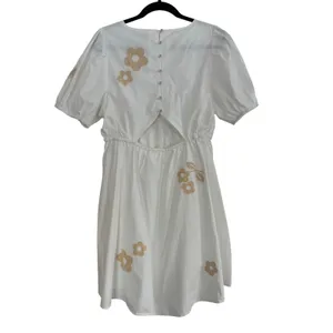 NWT Madewell Annamari White Puff Sleeve‎ Gingham Flower Embroidered Mini Dress S thumbnail 13