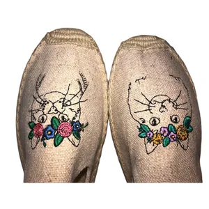 Soludos Spirit Animal Cat Smoking Espadrille Size 8.5 Beige Whimsy Boho Summer thumbnail 2