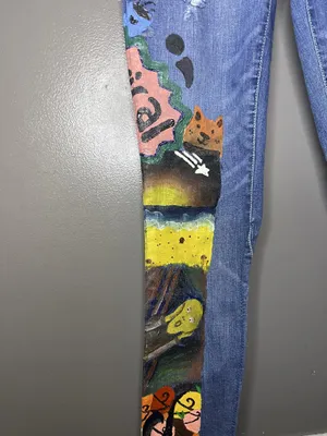 Gap Jeans Hand Painted Women 2 Medium Wash Blue Mid Rise Flare Unicorn Art thumbnail 5