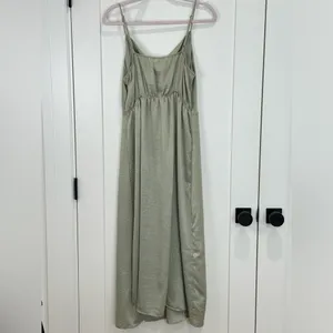 American Eagle Outfitters Satin Cowl Neck Midi Dress Sage Green Large Spring thumbnail 4