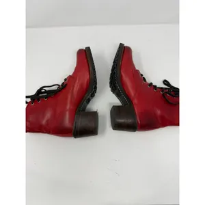 Frye Sabrina 6G Lace Up Ankle Boot Red Leather Rare Made in USA Womens 7.5 thumbnail 4