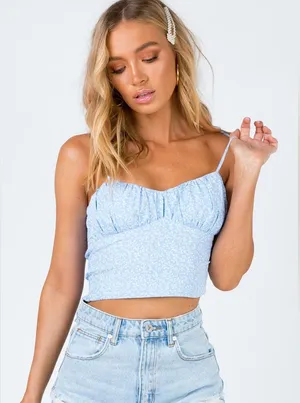 Princess Polly Tiarnie Top in Blue Size 6 thumbnail 1