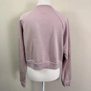 Nike Dri-FIT Just Do It Embossed Cropped Sweatshirt Mauve Lilac Medium thumbnail 3