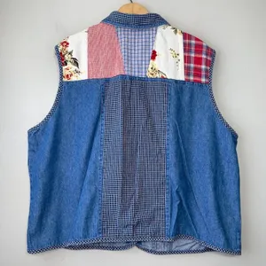 Vintage Koret Blues Plus Size 20W Patchwork Denim Vest Country Teacher Grandma thumbnail 3