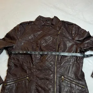 GUESS Faux Leather Moto Jacket Size Large Classic Casual Minimalist Rocker Y2K thumbnail 7