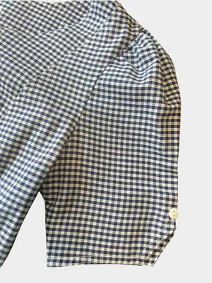 Vintage Richards Navy Gingham Puff Sleeve Button Blouse UK 10 US 6 thumbnail 5