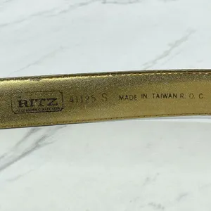 Vintage Ritz Bronze Faux Leather Belt Gold Hardware Small (S) ✨ thumbnail 3