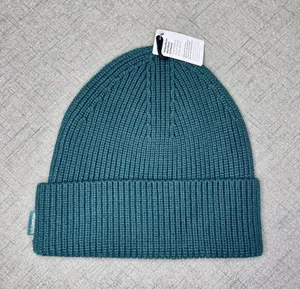 Ribbed Merino Wool Knit Beanie Winter Hat Green Jasper Nwt thumbnail 1