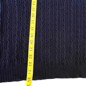 Lauren Ralph Lauren Womens Cable Knit Hooded Sweater Sz XL Navy Preppy Old Money thumbnail 4