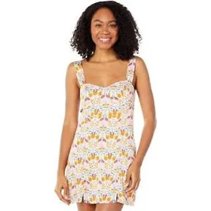 Free‎ People Mini Dress Women XS Multicolor Floral Sweetheart Slit Summer Boho thumbnail 4
