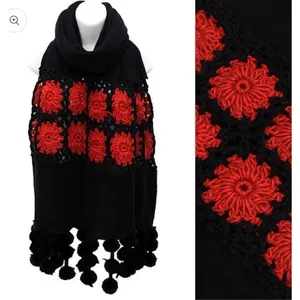 NWT Hippie pompom floral BOHO retro scarf wrap thumbnail 2