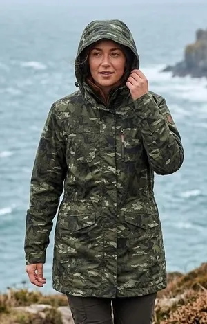 Eddie Bauer Women’s L Hooded Adventurer Hiking Parka Jacket Camouflage Vented thumbnail 1