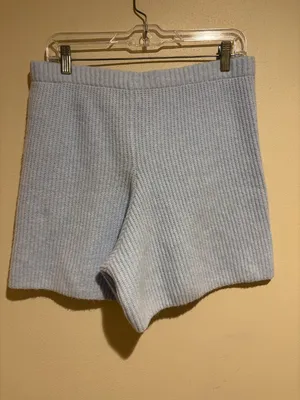 Aerie UnReal Knit Sweater Shorts in Eyelet Blue thumbnail 4