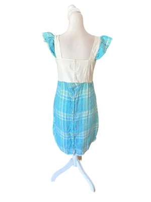 Forest Queen Vintage Style Pinafore Apron Dress Ruffle Cap Sleeves Womens Small thumbnail 2