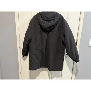 Towne from London Fog Black Hooded Parka Jacket Large Regular Full Zip Coat thumbnail 8