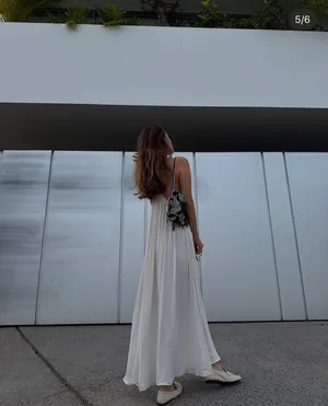 Zara Flowy Halter Maxi Dress in Soft Cream thumbnail 3