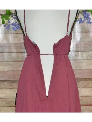 NWT Lulus Cue the Cuteness Mauve Twist-Front Midi Dress Size M Crinkle Texture thumbnail 8