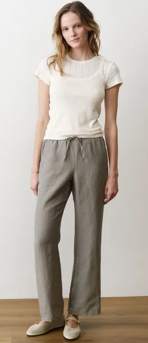 Marine Layer Soft Green Linen Tencel Drawstring Pants Size Medium thumbnail 1