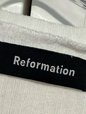 Reformation White Ribbed Lace-Up Tie Front Top Size Small thumbnail 5