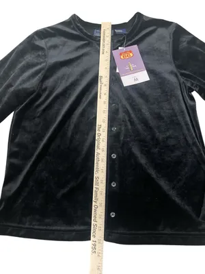 Vtg 90s Route 66 Black Velvet Button Up Cardigan thumbnail 3