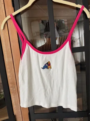 Vintage Disney store y2k Winnie The pooh tank baby tee 100 acre wood embroidered thumbnail 1