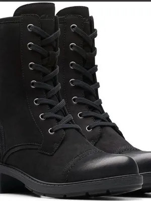 Clarks Black Lace-Up Women's Combat Boots thumbnail 2