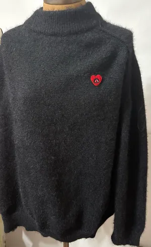 NWT Women’s large Aelfric Eden soft sweater black red heart mock neck new thumbnail 1
