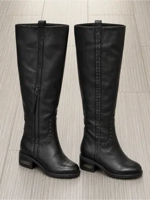 Sam Edelman Prina Wide Calf Black Leather Riding Boots 6.5W NWB thumbnail 2