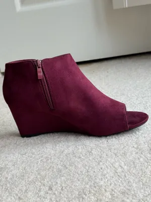 Burgundy, suede, journeys end wedge shoes thumbnail 9