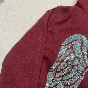 VS PINK BLING shimmer sequins angel wings zip up hooded sweater XS women thumbnail 3