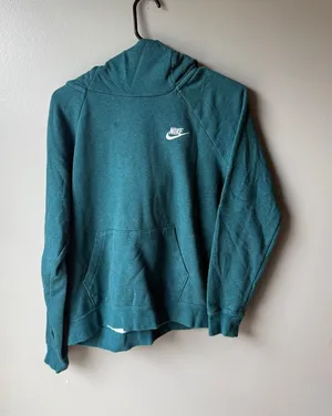 Nike Pullover Hoodie Teal Green Fleece Sweatshirt Medium thumbnail 1