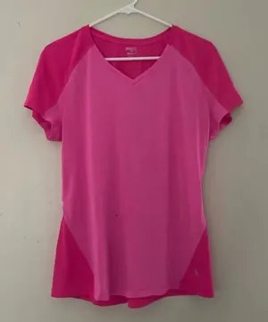 Danskin Now Womens Size L Pink Short Sleeve Athletic Top Shirt Drimore K thumbnail 1