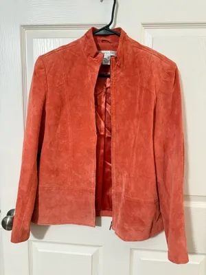 Vintage genuine leather biker jacket Orange Size L thumbnail 2