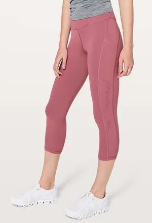 Lululemon Ready To Race Moss Rose Pink 21” Crop Leggings Size 12 thumbnail 1