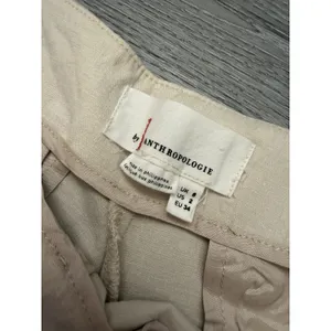 Anthropologie Women's 2 Linen Blend Wide Leg Sailor Pants Cream Side Buttons thumbnail 4