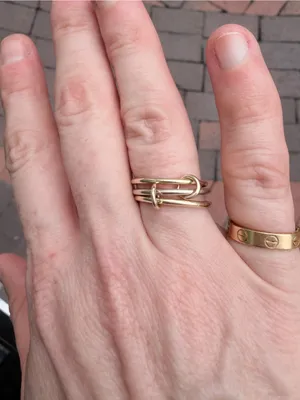 Elegant Gold Triple-Band Knot Ring - Gold thumbnail 2