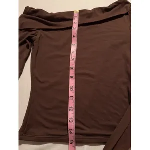 QINSEN Brown Off The Shoulder Long Sleeve Top Stretchy Bodycon Small thumbnail 4