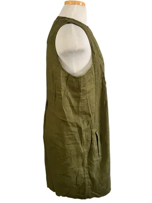 Quince 100% European Linen Sleeveless Swing Dress Bayberry Olive Size M NWOT thumbnail 8