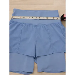 Alo Yoga Women's M Blue High Waist 2-in-1 Grid Mesh Running Shorts thumbnail 5