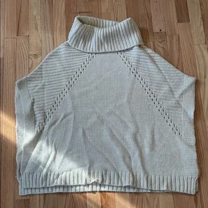 LAmade Turtleneck Poncho Sweater Womens Small Cream Oatmeal Minimalist Layering thumbnail 1