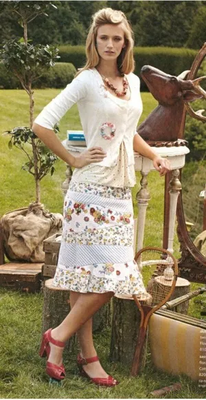 Anthropologie Odille Floral Striped Patchwork Seersucker Sassafras Skirt 2 thumbnail 1