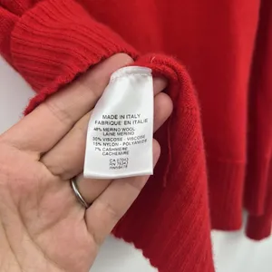 Women's Red Sweater Bianco & Blu Merino Wool Blend Christmas Bright Italy Relax thumbnail 10