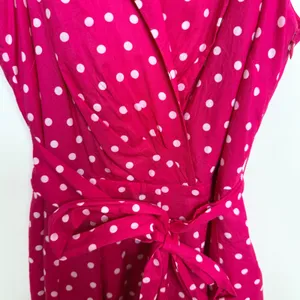 Jones Studio Pink Polka Dot Sleeveless Faux Wrap‎ Dress Size 4 thumbnail 5